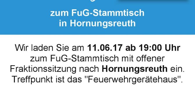 Einladung zum FuG-Stammtisch nach Hornungsreuth