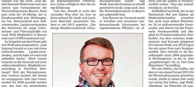 Dominik Weiß ist stellv. Landesvorsitzender der Wirtschaftsjunioren