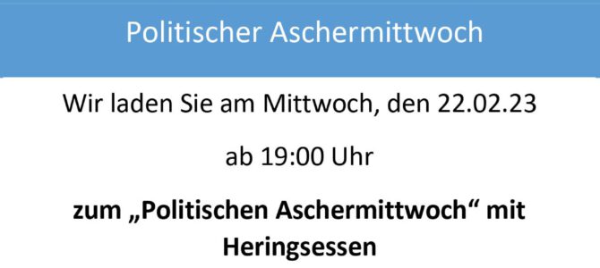 Politischer Aschermittwoch mit Heringsessen