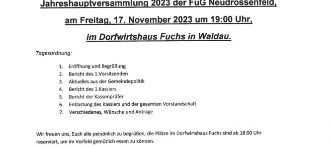 Jahreshauptversammlung 2023 der FuG Neudrossenfeld